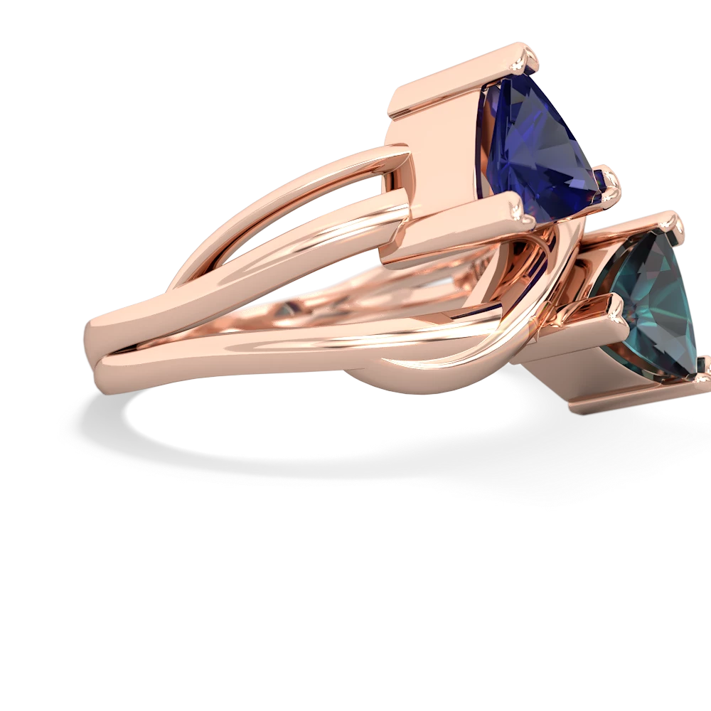 Lab Sapphire Split Band Swirl 14K Rose Gold ring R2341