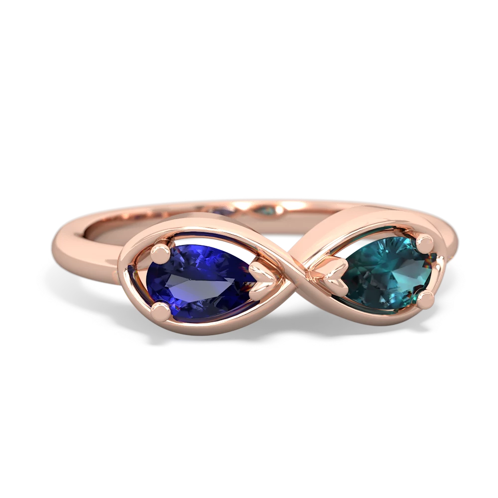 Lab Sapphire Infinity 14K Rose Gold ring R5050