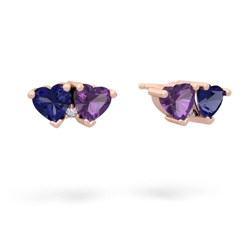 Lab Sapphire Sweethearts 14K Rose Gold earrings E5260