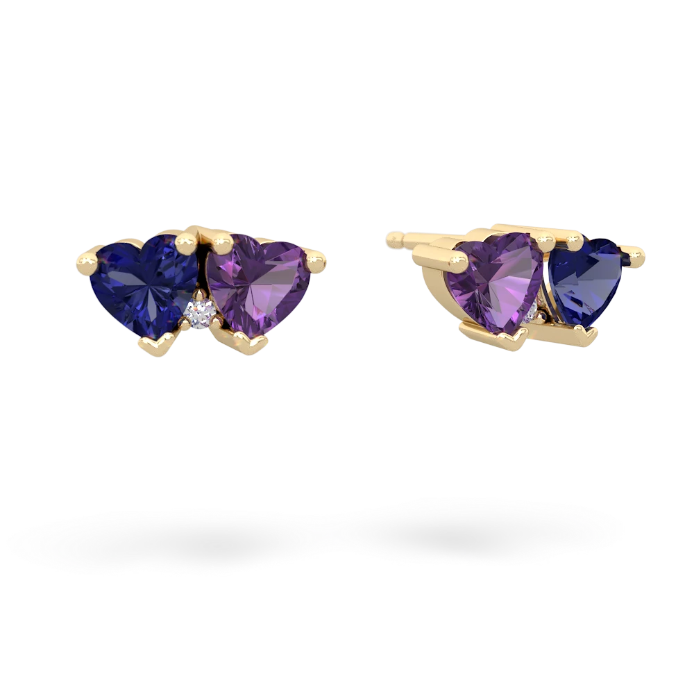 Lab Sapphire Sweethearts 14K Yellow Gold earrings E5260