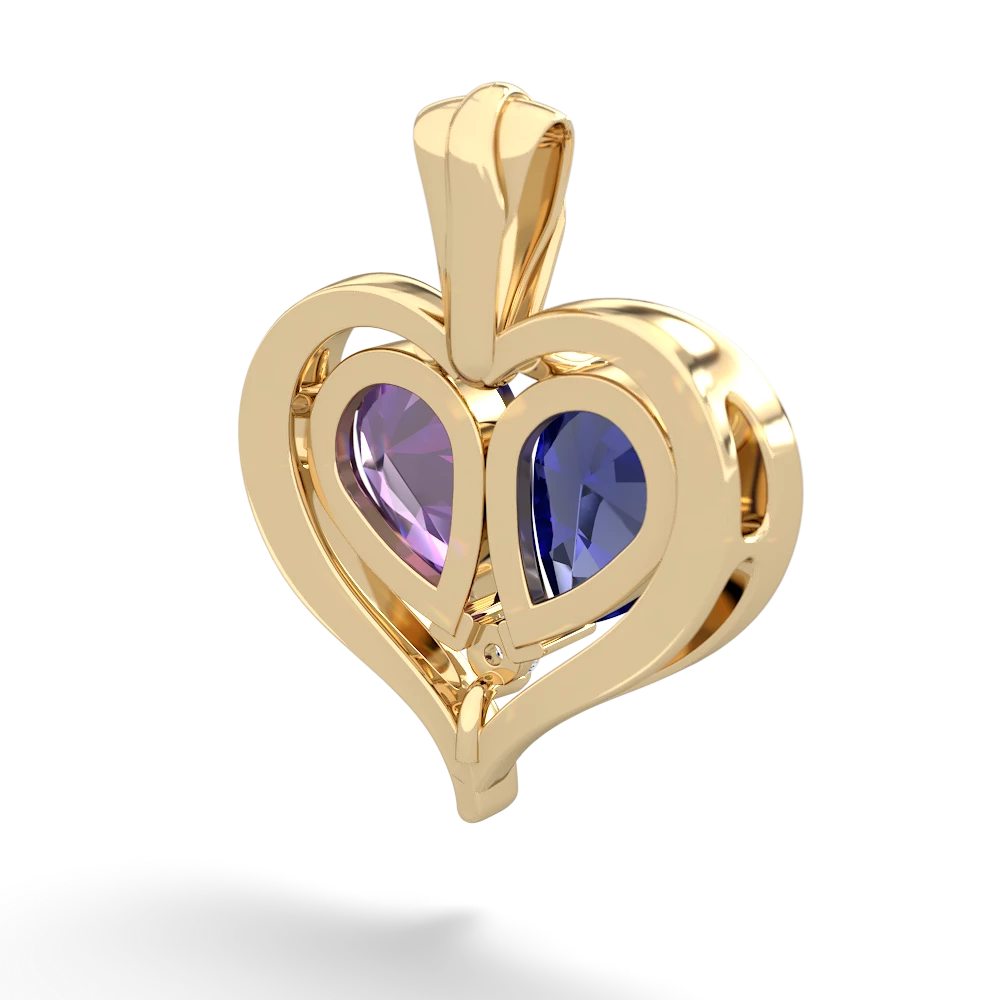 Lab Sapphire Two Become One 14K Yellow Gold pendant P5330