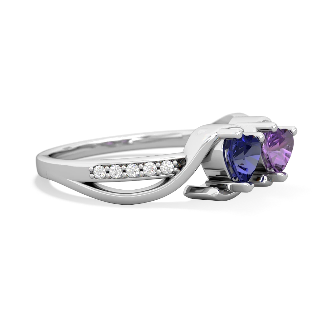 Lab Sapphire Side By Side 14K White Gold ring R3090