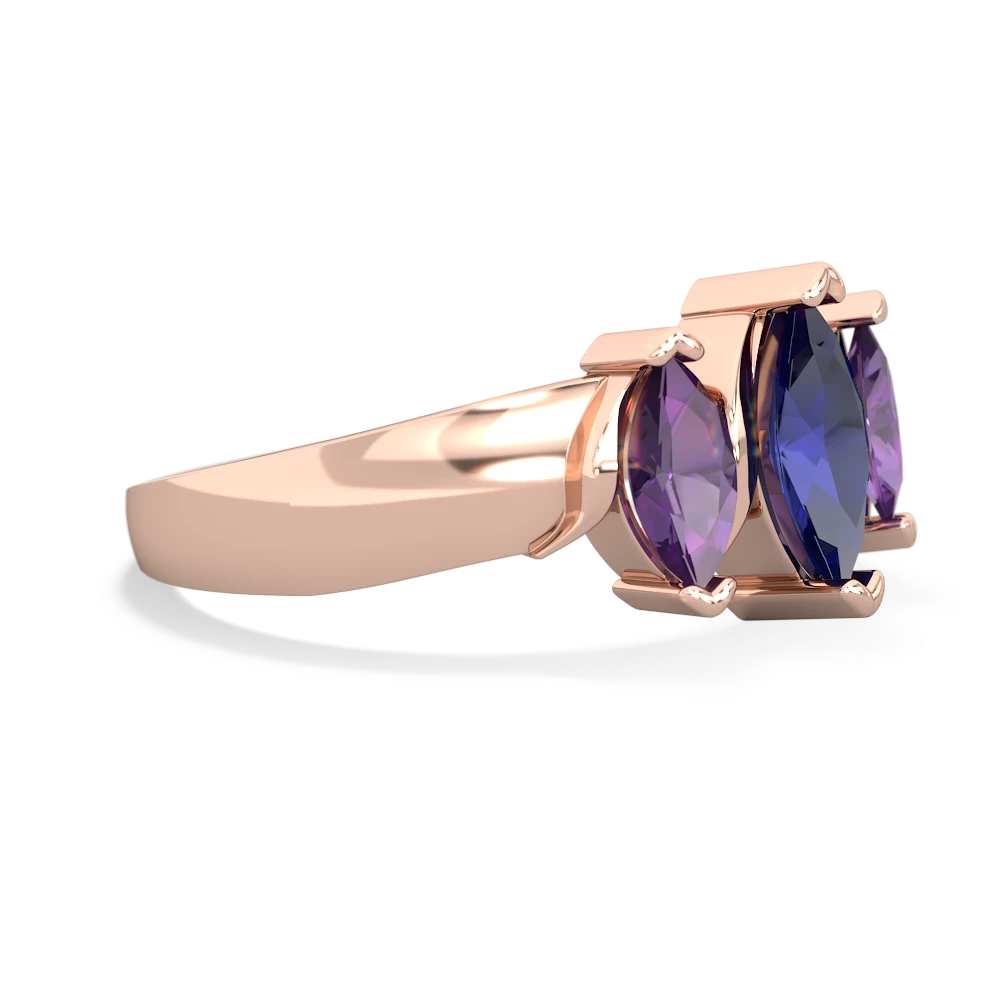 Lab Sapphire Three Peeks 14K Rose Gold ring R2433