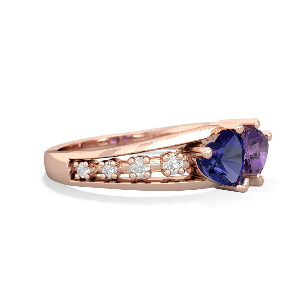 Lab Sapphire Heart To Heart 14K Rose Gold ring R3342