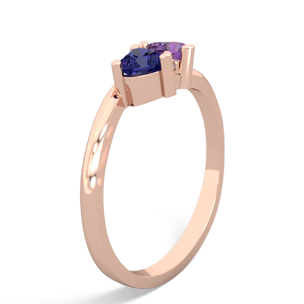 Lab Sapphire Sweethearts 14K Rose Gold ring R5260