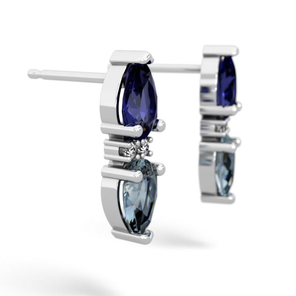 Lab Sapphire Bowtie Drop 14K White Gold earrings E0865