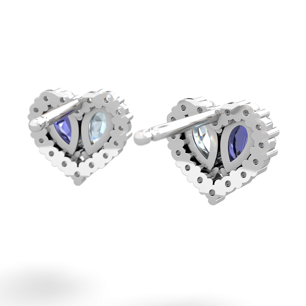 Lab Sapphire Halo 14K White Gold earrings E7008