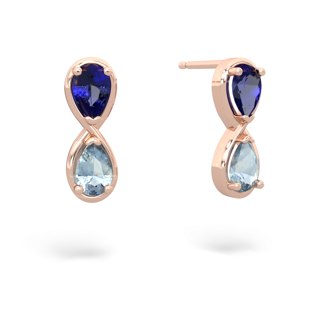 Lab Sapphire Infinity 14K Rose Gold earrings E5050