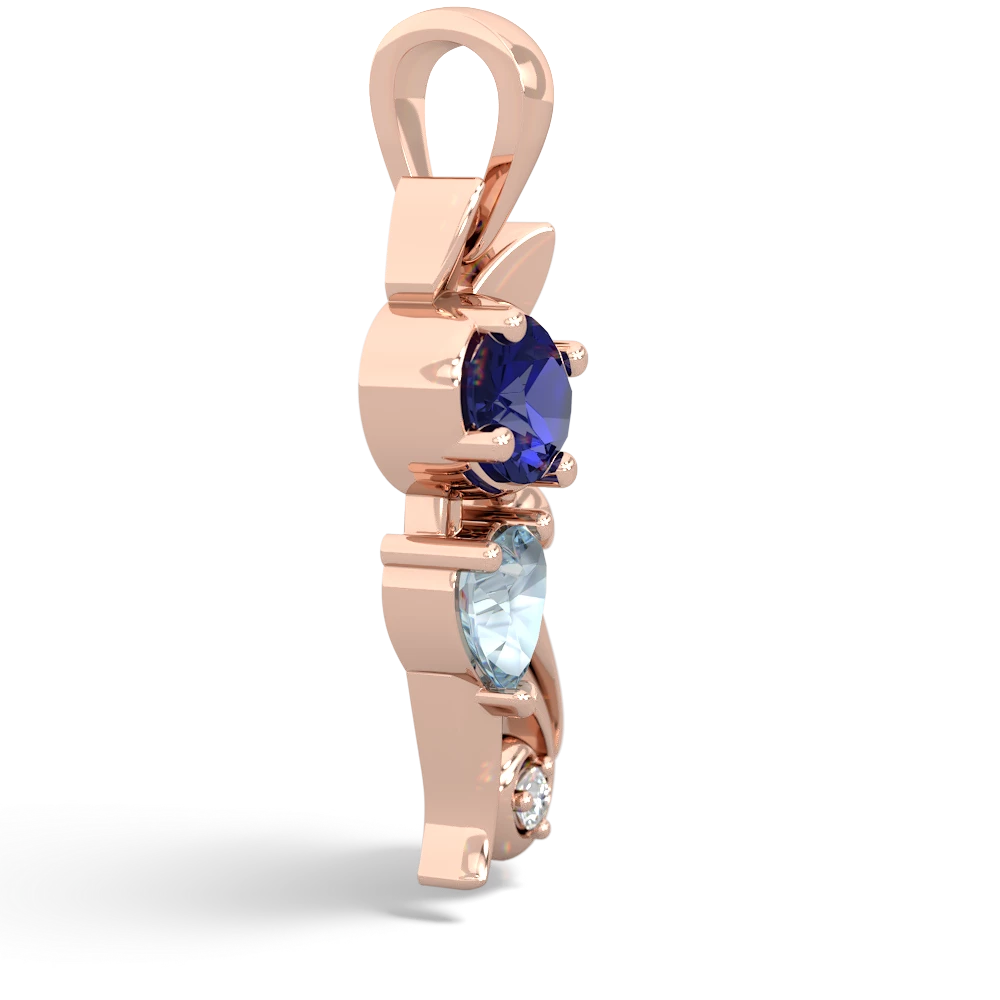 Lab Sapphire Kitten 14K Rose Gold pendant P5780