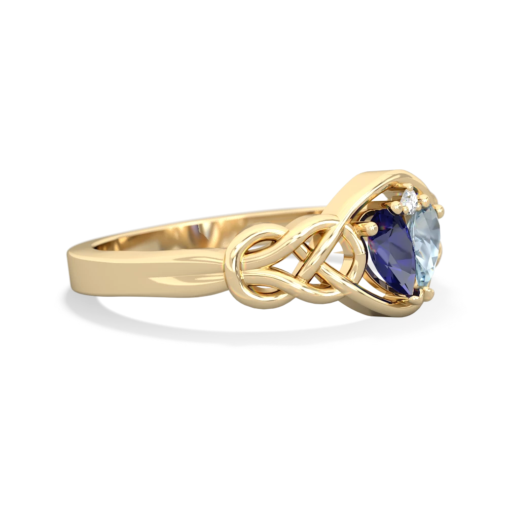 Lab Sapphire Celtic Love Knot 14K Yellow Gold ring R5420