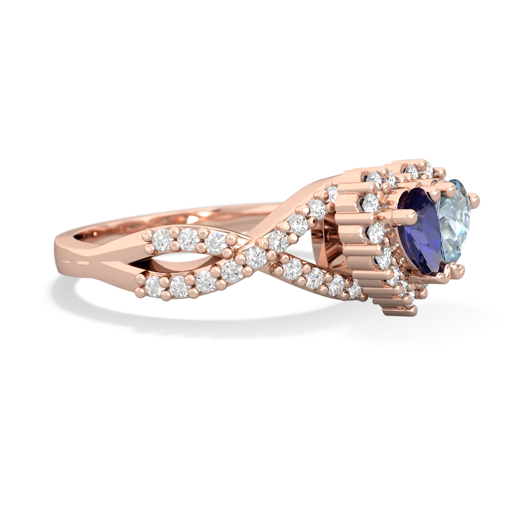 Lab Sapphire Diamond Twist 'One Heart' 14K Rose Gold ring R2640HRT