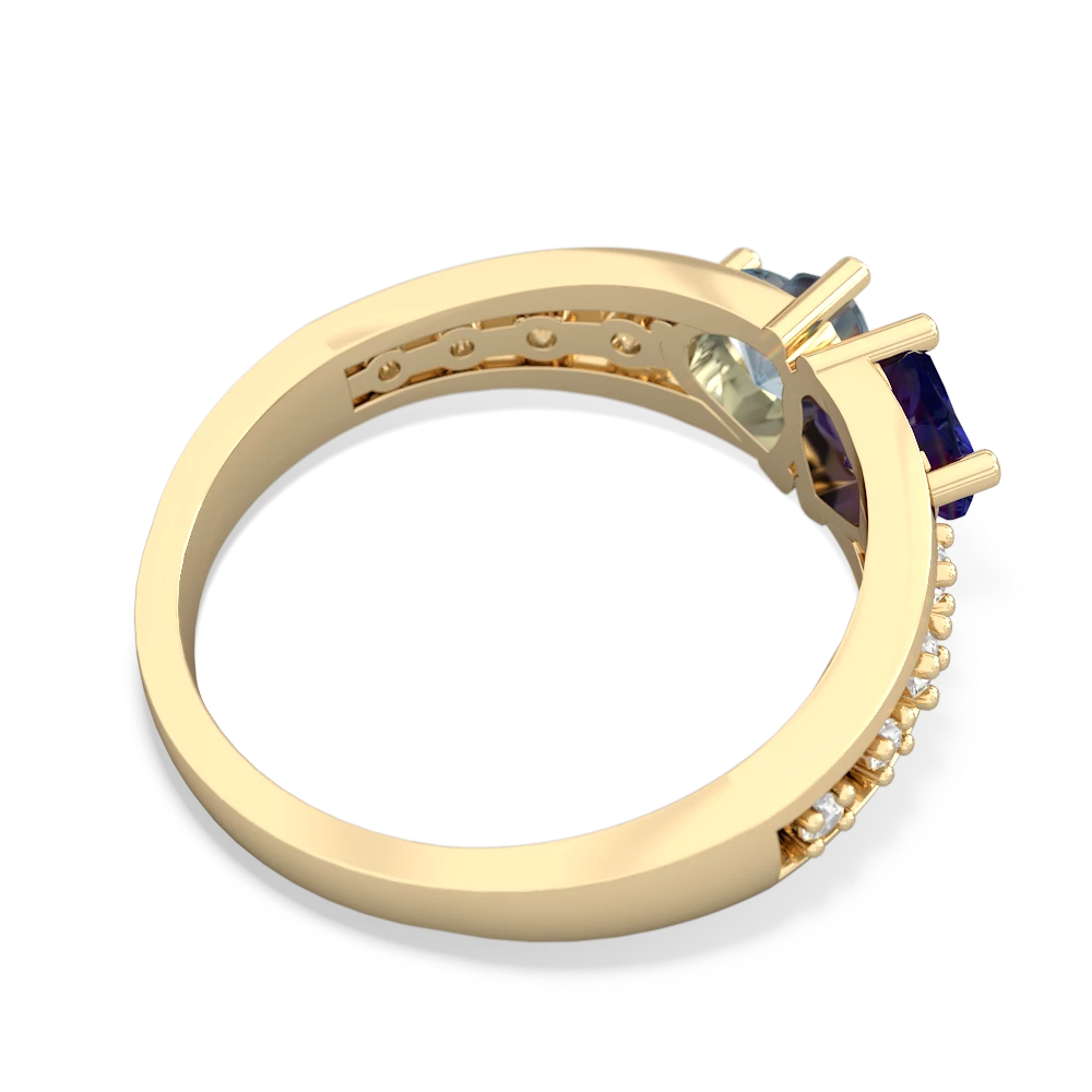 Lab Sapphire Heart To Heart 14K Yellow Gold ring R3342