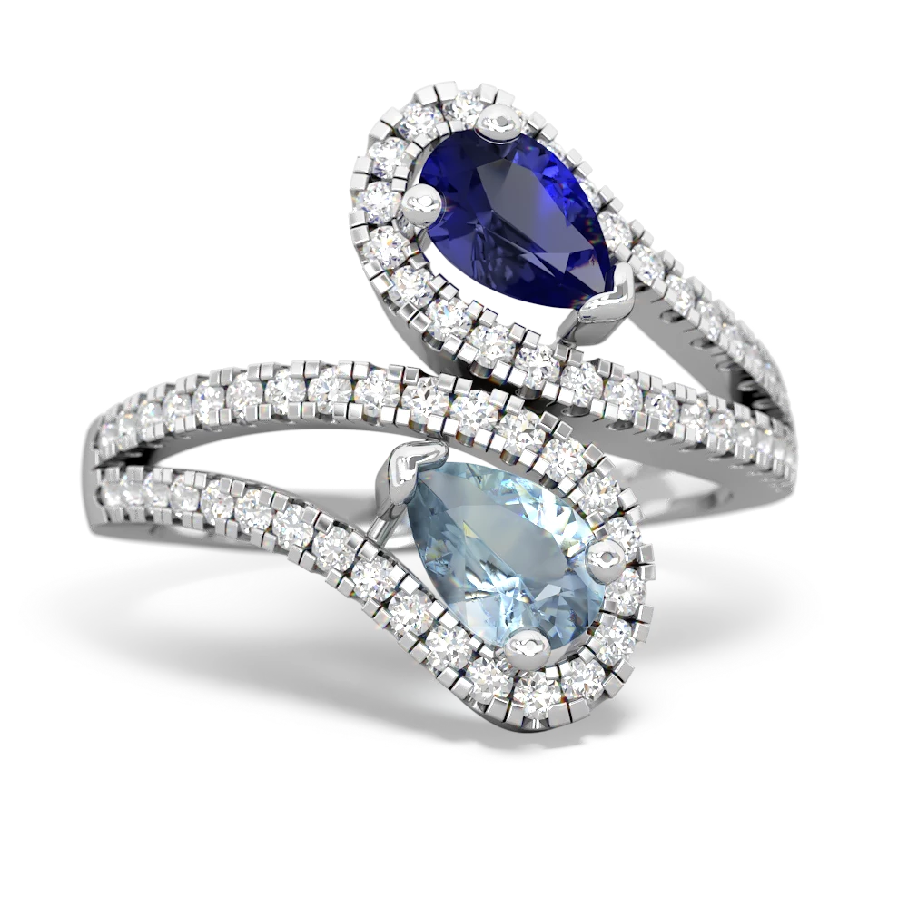 Lab Sapphire Diamond Dazzler 14K White Gold ring R3000