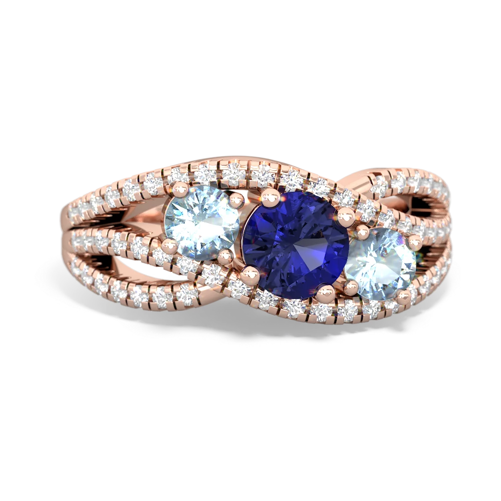 Lab Sapphire Three Stone Aurora 14K Rose Gold ring R3080