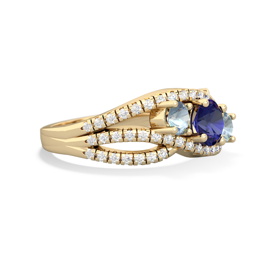 Lab Sapphire Three Stone Aurora 14K Yellow Gold ring R3080