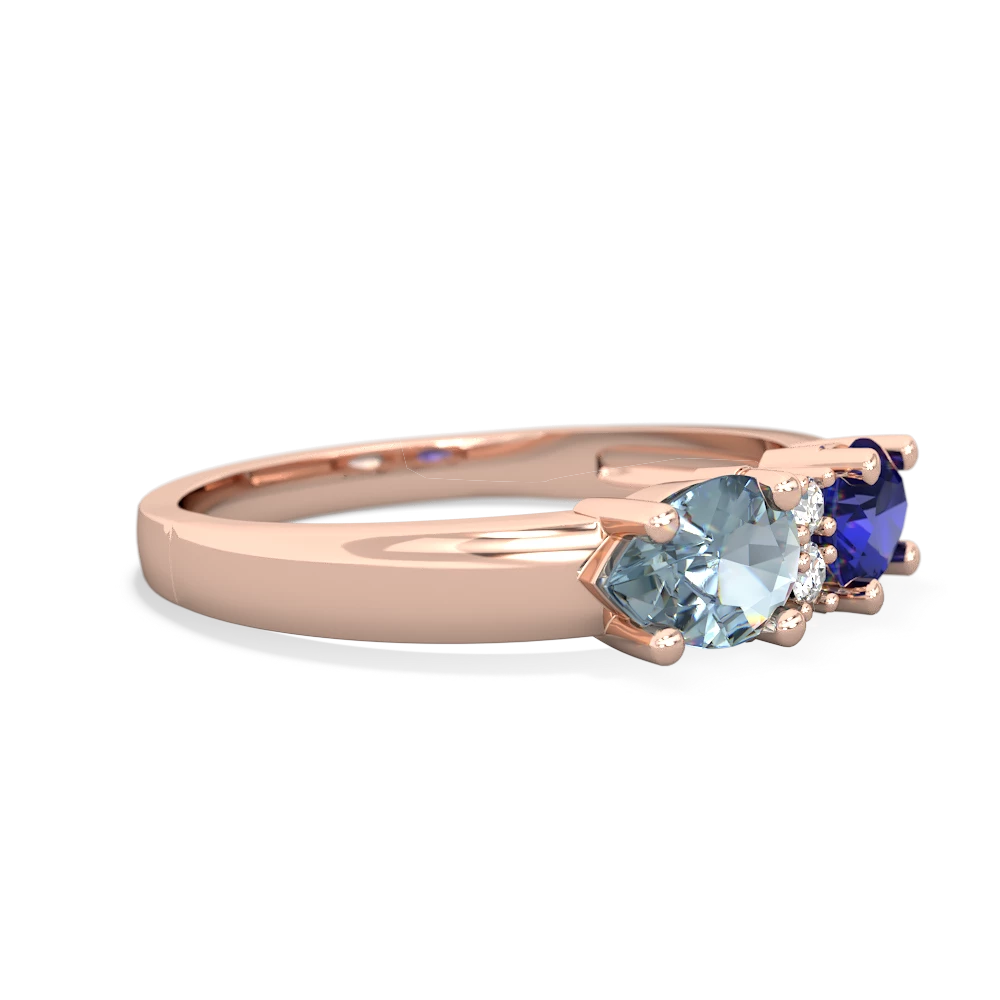 Lab Sapphire Pear Bowtie 14K Rose Gold ring R0865