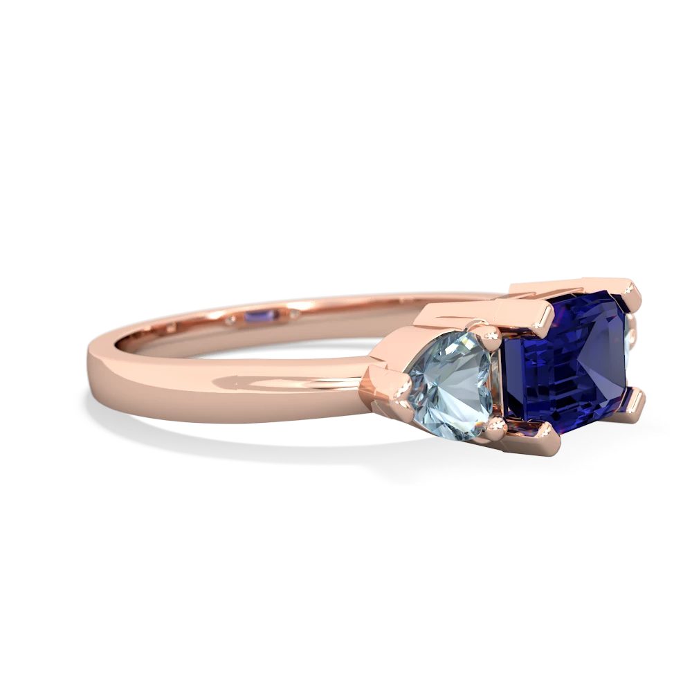 Lab Sapphire Three Stone 14K Rose Gold ring R5235