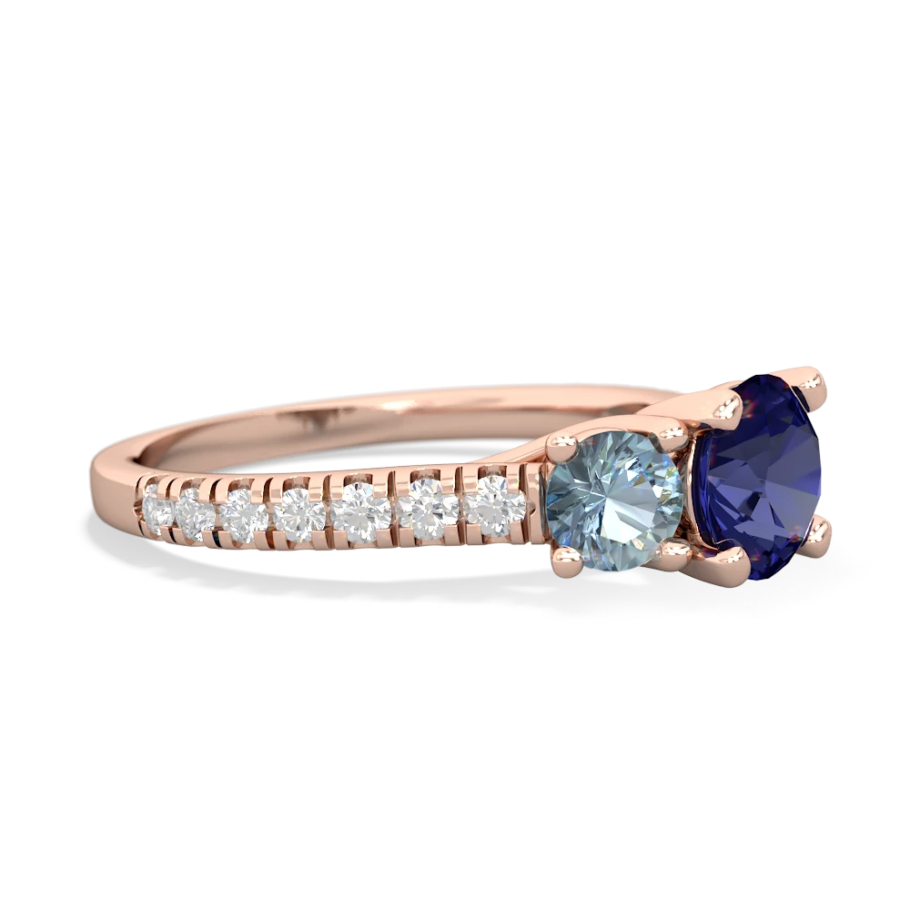 Lab Sapphire Pave Trellis 14K Rose Gold ring R5500