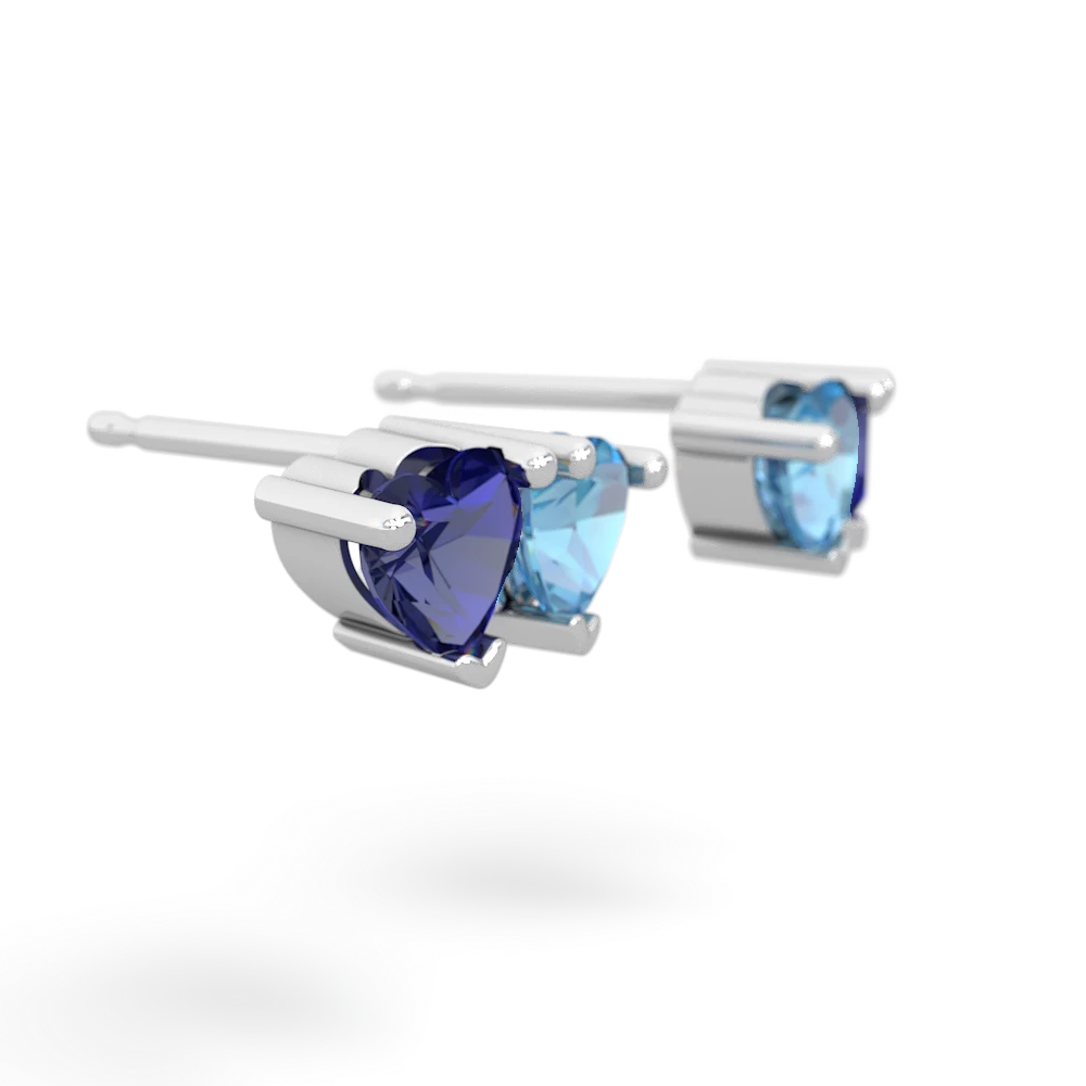 Lab Sapphire Sweethearts 14K White Gold earrings E5260