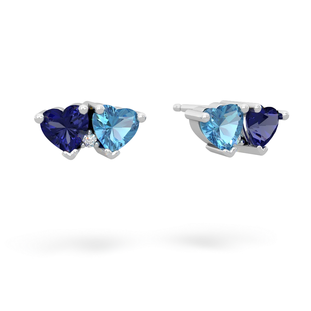 Lab Sapphire Sweethearts 14K White Gold earrings E5260