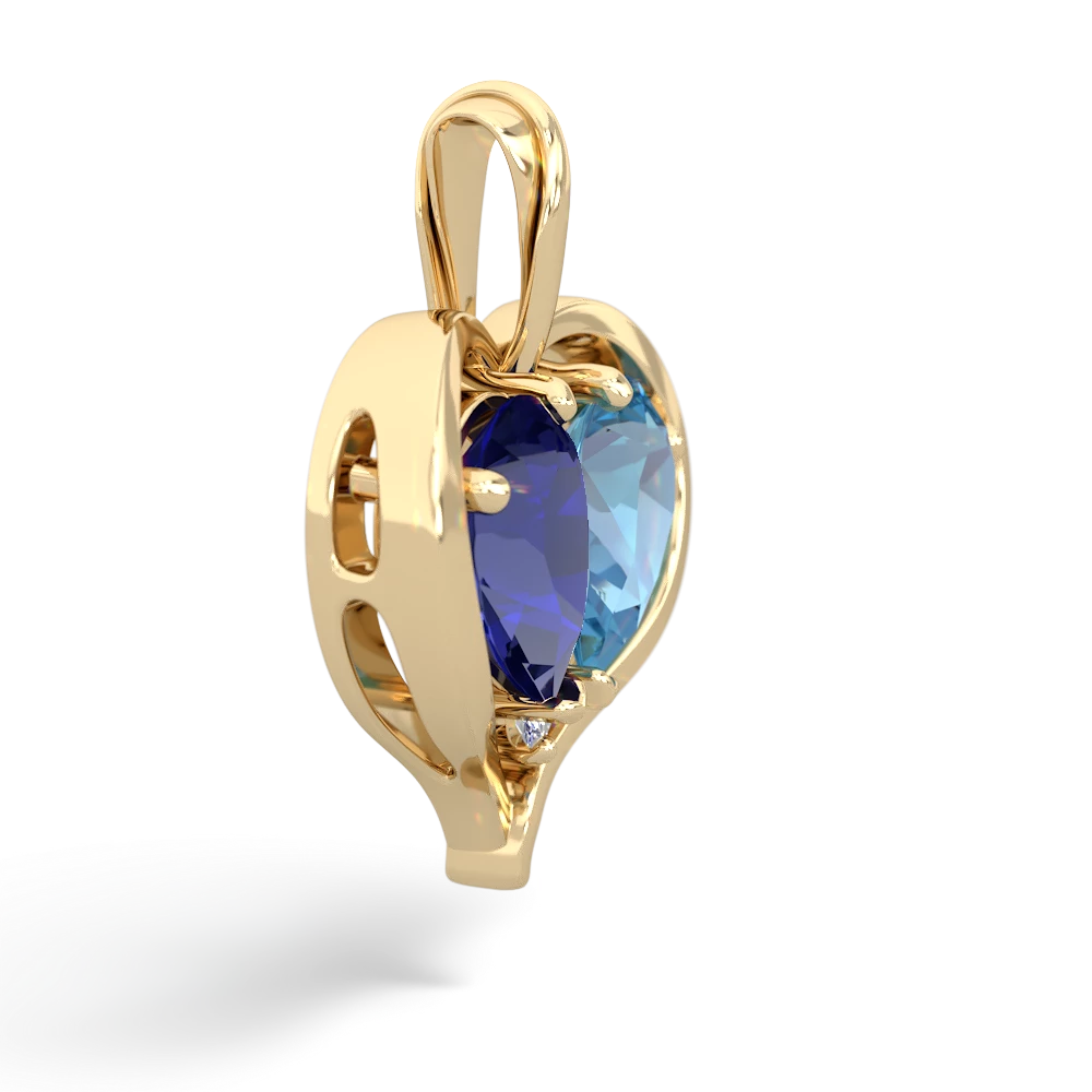 Lab Sapphire Two Become One 14K Yellow Gold pendant P5330