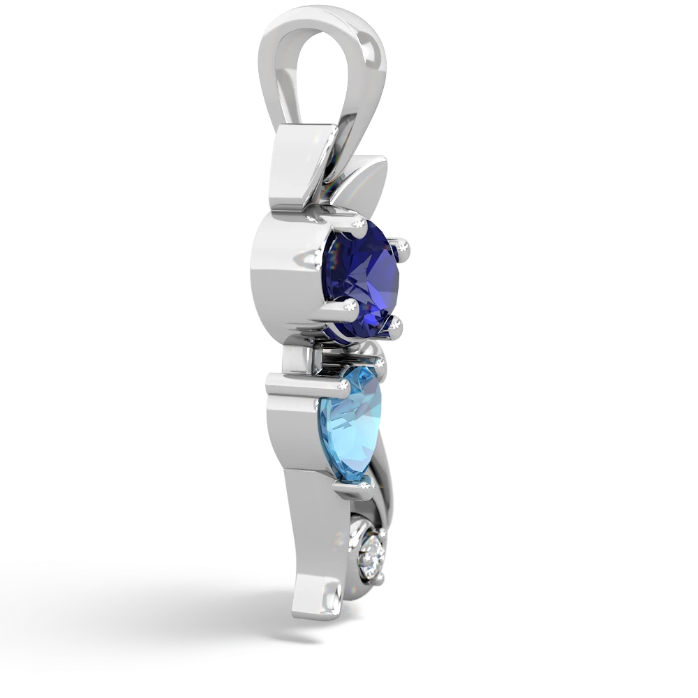 Lab Sapphire Kitten 14K White Gold pendant P5780