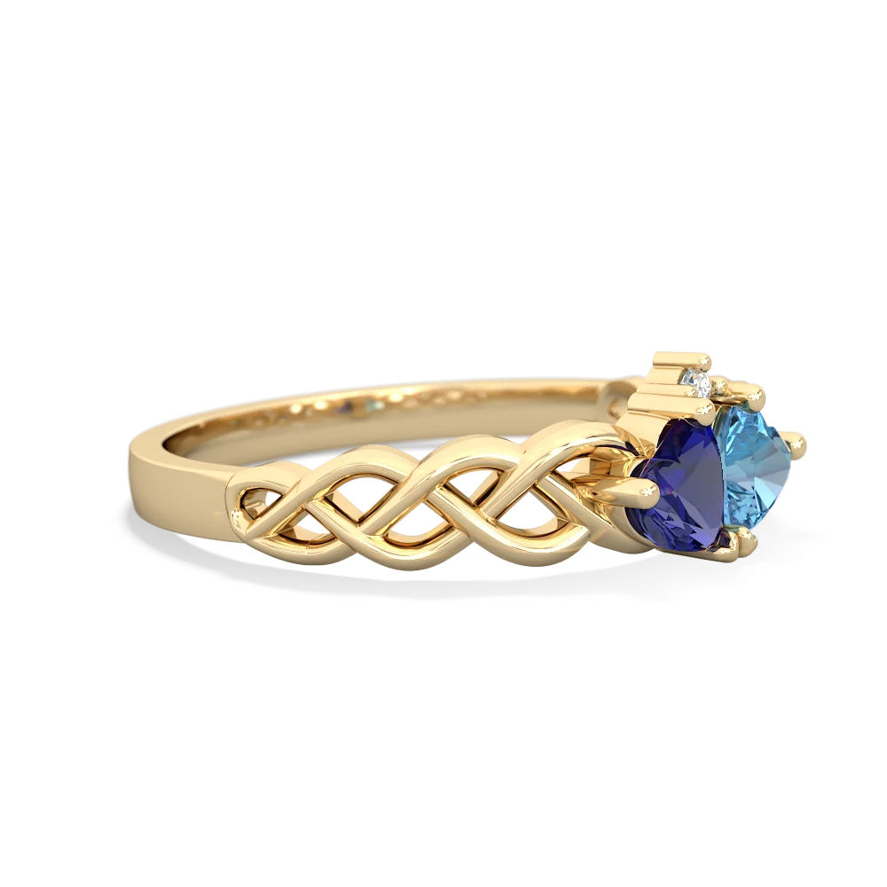 Lab Sapphire Heart To Heart Braid 14K Yellow Gold ring R5870