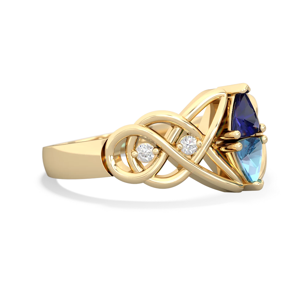 Lab Sapphire Keepsake Celtic Knot 14K Yellow Gold ring R5300