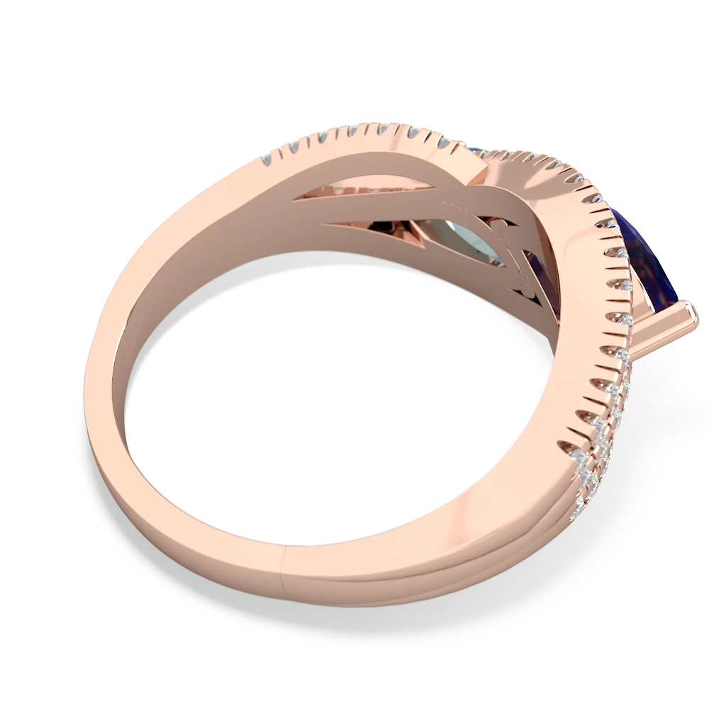 Lab Sapphire Diamond Rivers 14K Rose Gold ring R3070