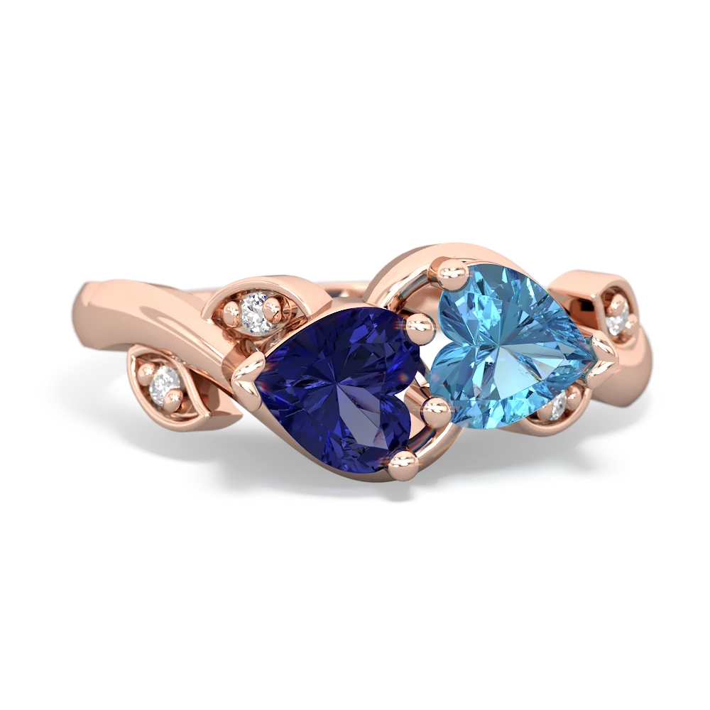 Lab Sapphire Floral Elegance 14K Rose Gold ring R5790