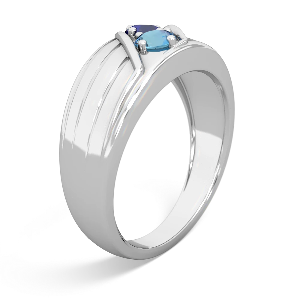 Lab Sapphire Men's Streamline 14K White Gold ring R0460