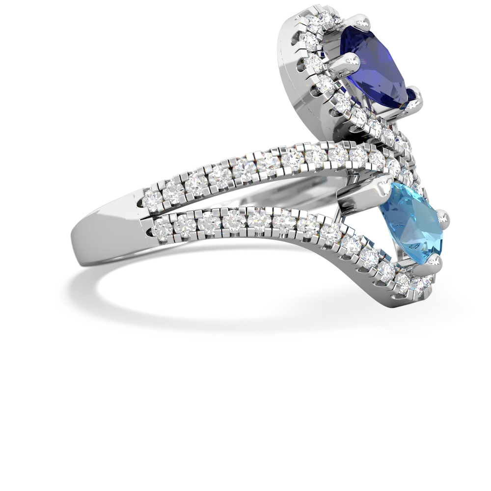 Lab Sapphire Diamond Dazzler 14K White Gold ring R3000