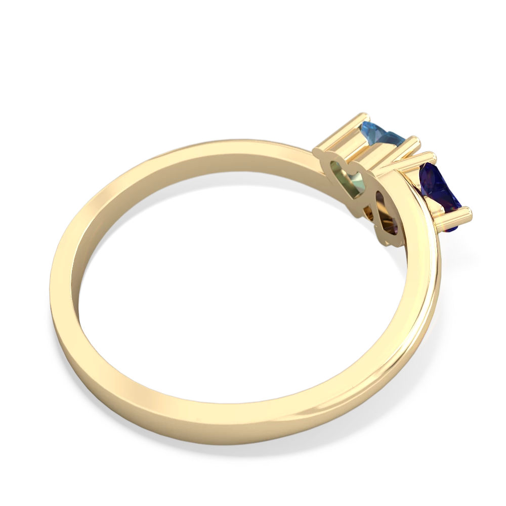 Lab Sapphire Sweethearts 14K Yellow Gold ring R5260