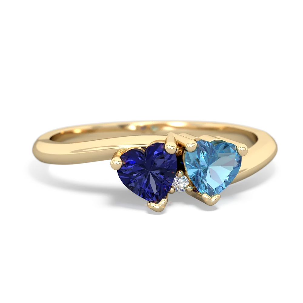 Lab Sapphire Sweethearts 14K Yellow Gold ring R5260