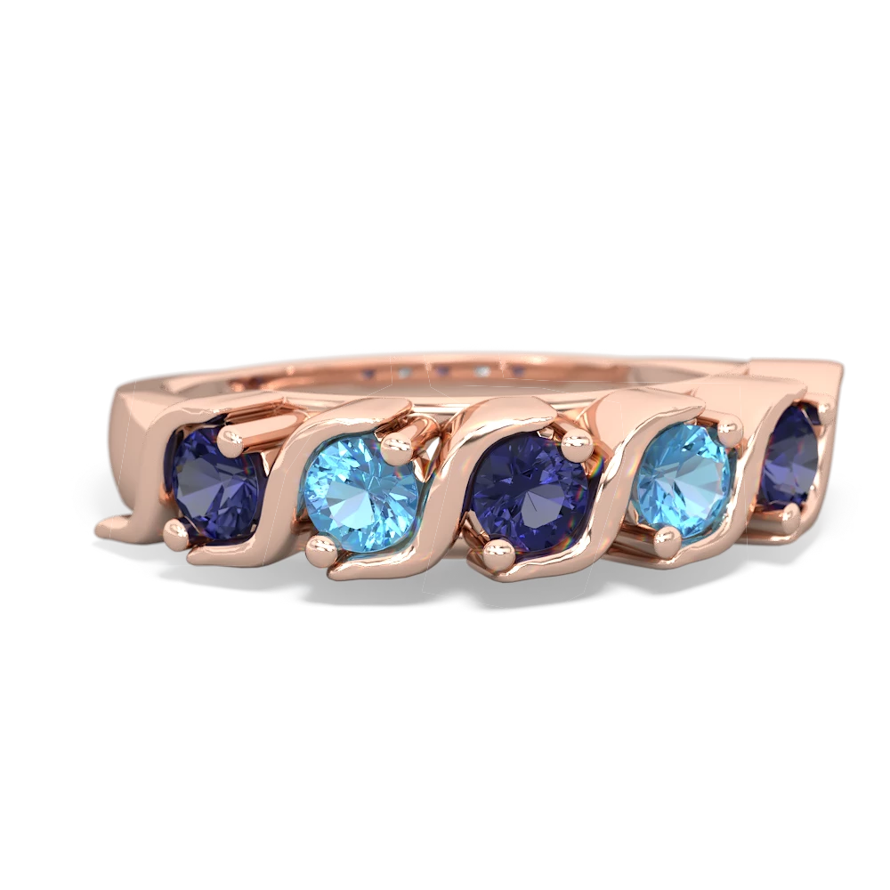 Lab Sapphire Anniversary Band 14K Rose Gold ring R2089