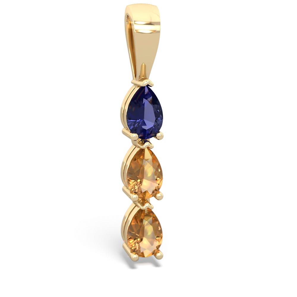 Lab Sapphire Dew Drops 14K Yellow Gold pendant P2251