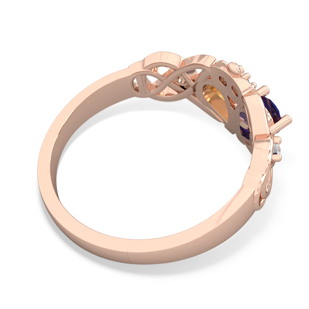 Lab Sapphire 'One Heart' Celtic Knot Claddagh 14K Rose Gold ring R5322