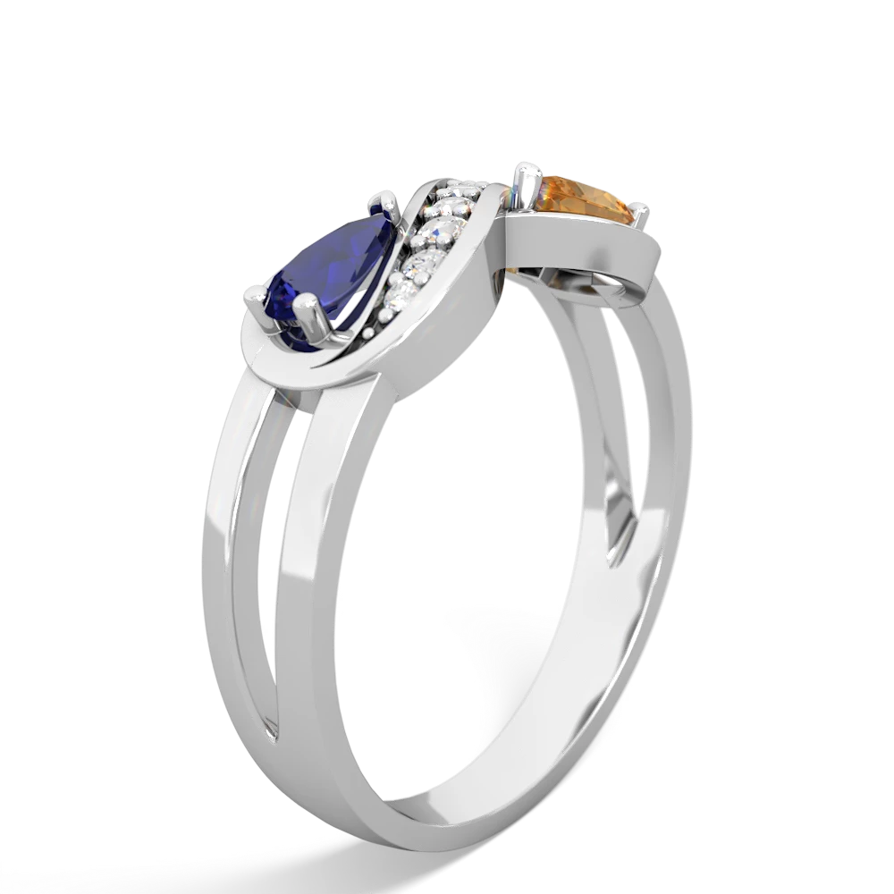 Lab Sapphire Diamond Infinity 14K White Gold ring R5390