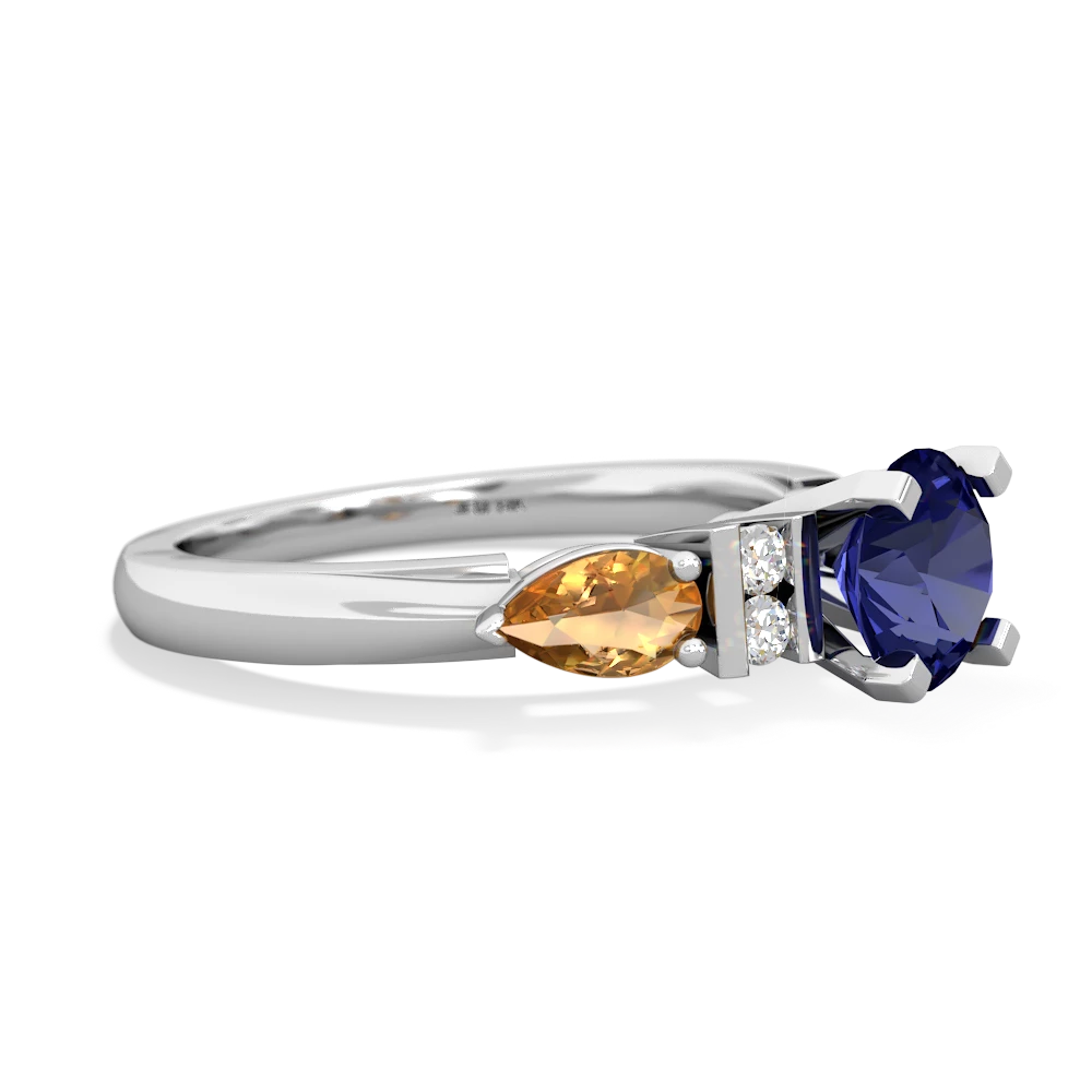 Lab Sapphire 6Mm Round Eternal Embrace Engagement 14K White Gold ring R2005