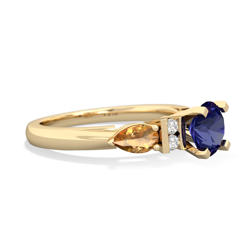 Lab Sapphire 6Mm Round Eternal Embrace Engagement 14K Yellow Gold ring R2005