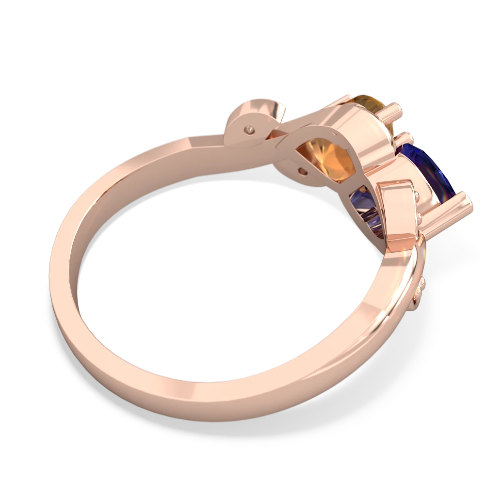 Lab Sapphire Floral Elegance 14K Rose Gold ring R5790