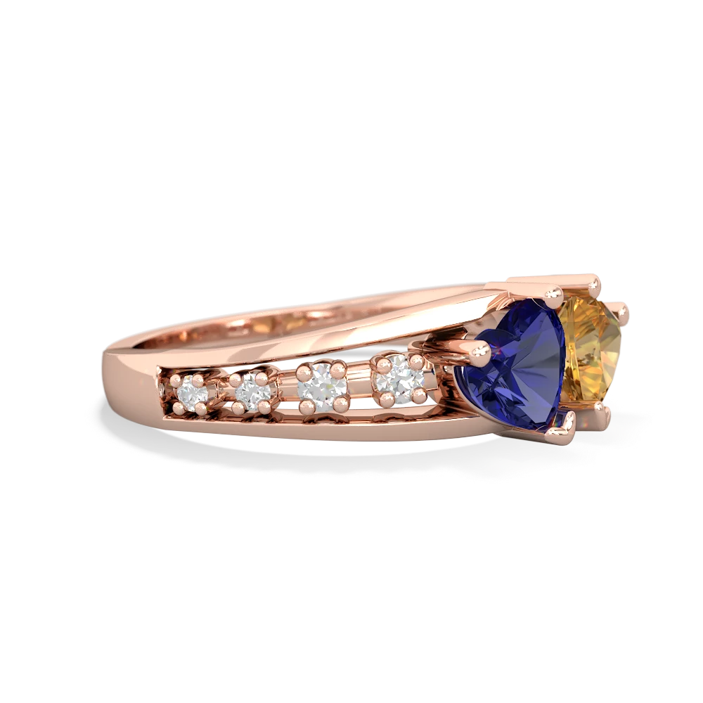 Lab Sapphire Heart To Heart 14K Rose Gold ring R3342