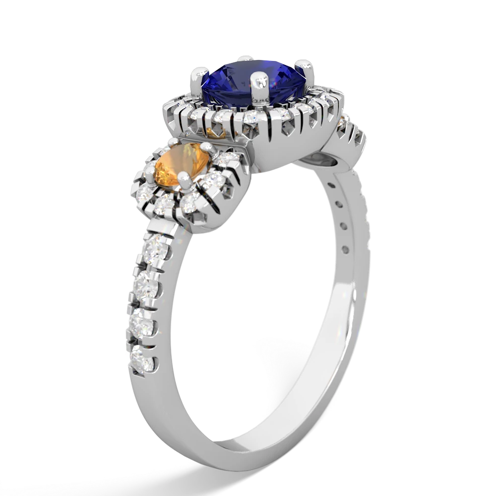 Lab Sapphire Regal Halo 14K White Gold ring R5350