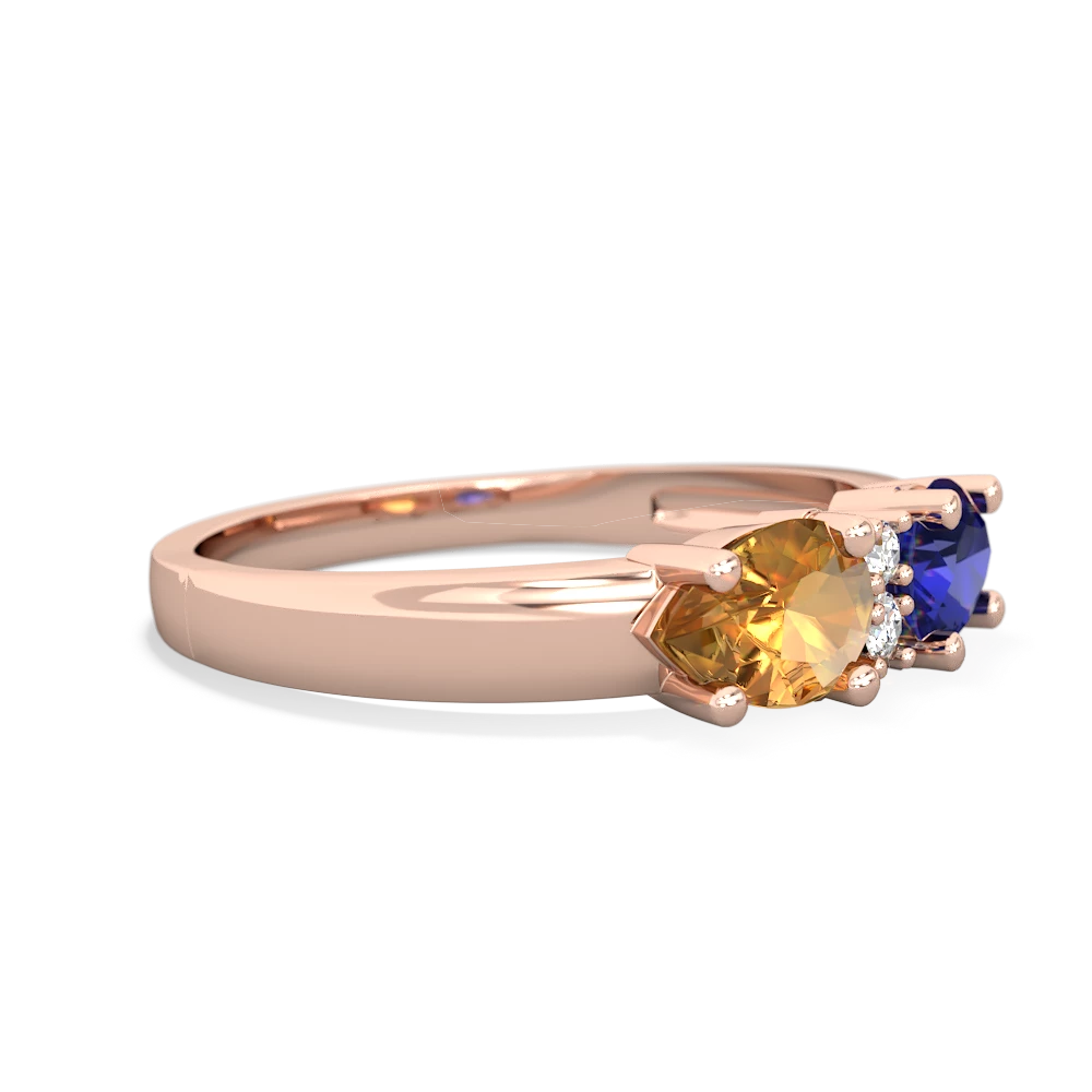 Lab Sapphire Pear Bowtie 14K Rose Gold ring R0865