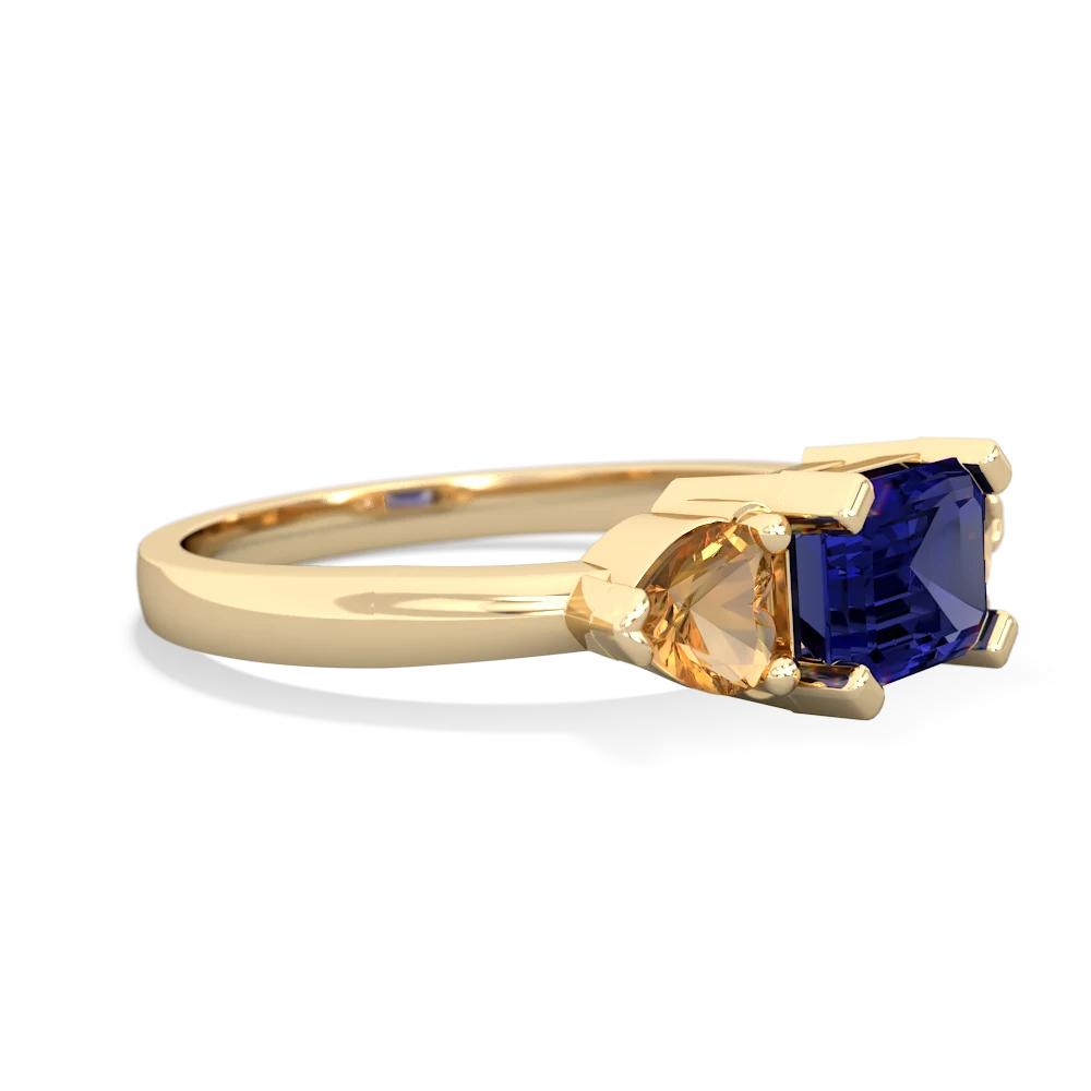 Lab Sapphire Three Stone 14K Yellow Gold ring R5235