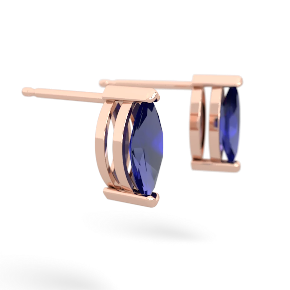 Lab Sapphire 8X4mm Marquise Stud 14K Rose Gold earrings E1701