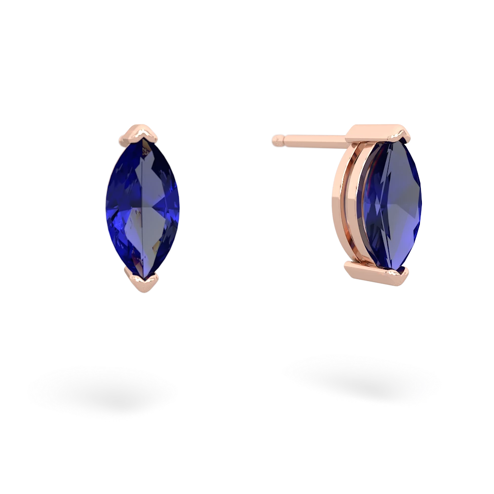 Lab Sapphire 8X4mm Marquise Stud 14K Rose Gold earrings E1701