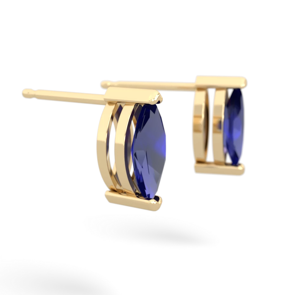 Lab Sapphire 8X4mm Marquise Stud 14K Yellow Gold earrings E1701