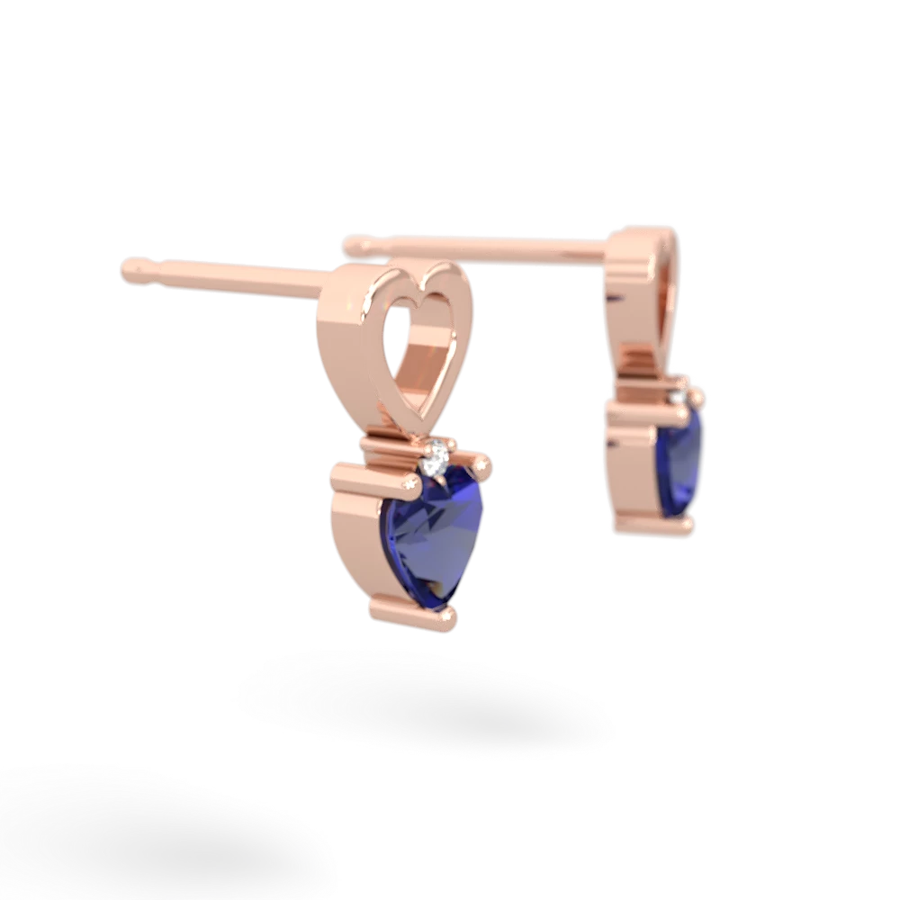 Lab Sapphire Four Hearts 14K Rose Gold earrings E2558