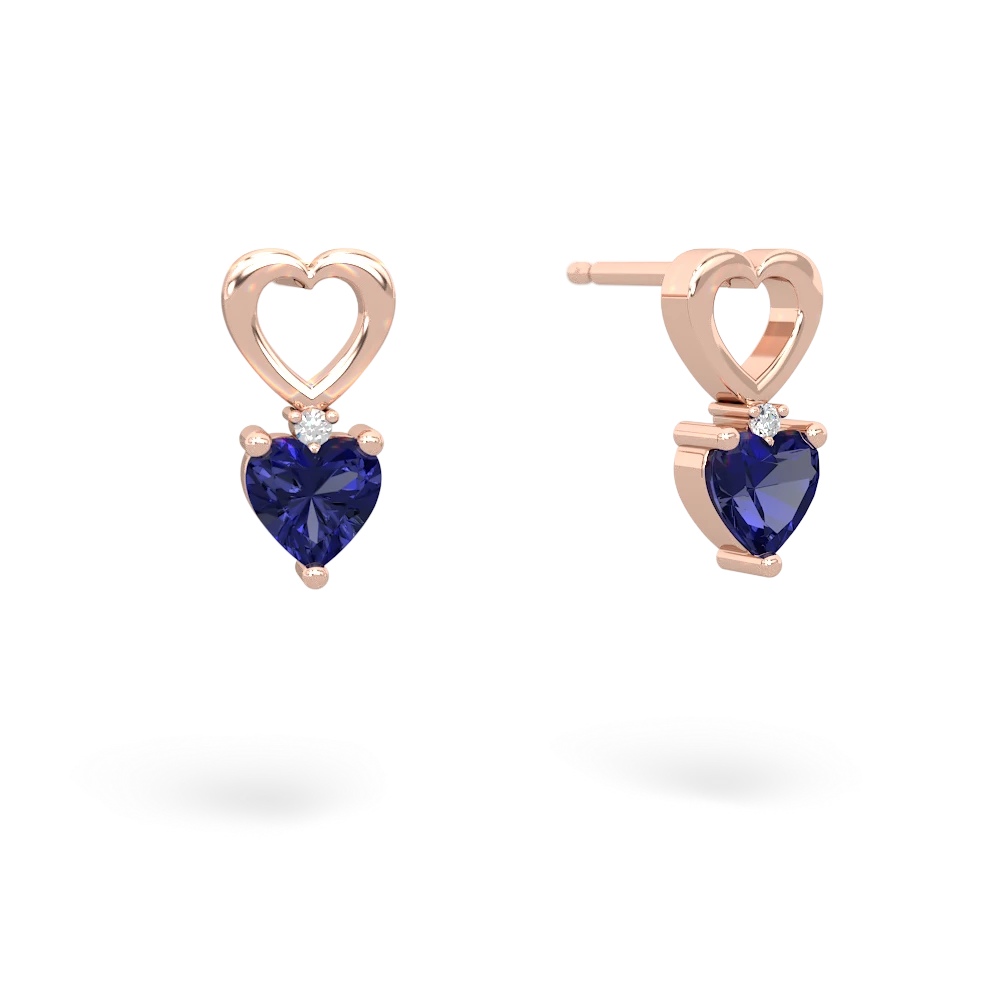 Lab Sapphire Four Hearts 14K Rose Gold earrings E2558